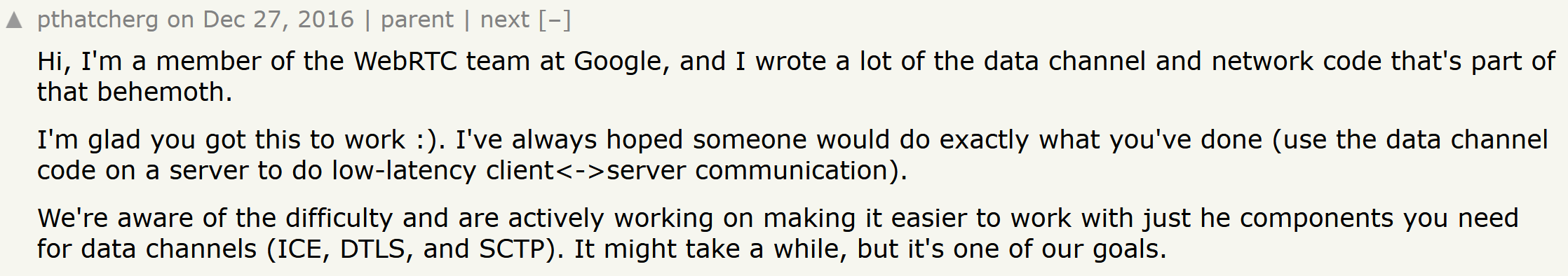 Comment from original WebRTC team member